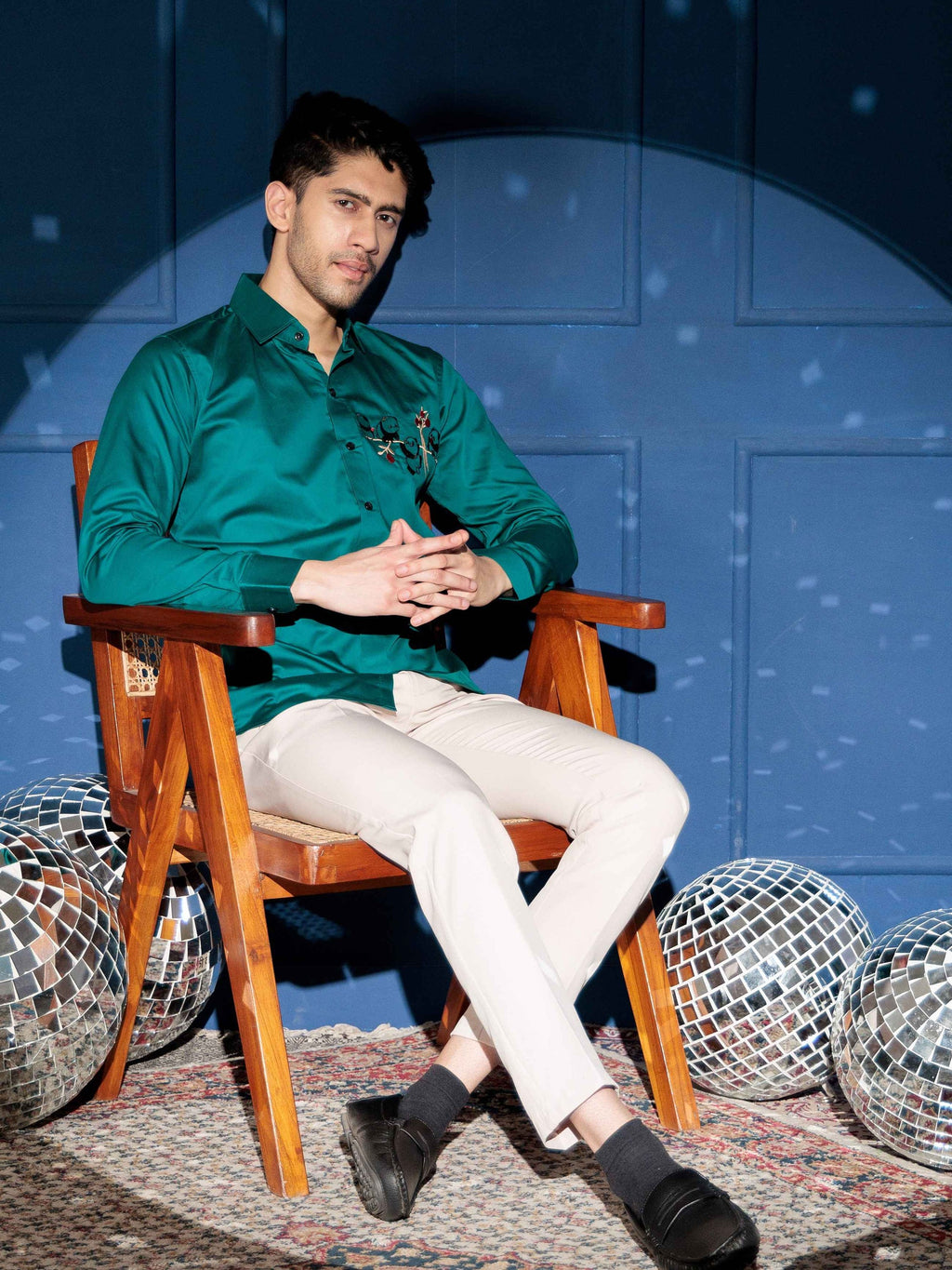 FOOMER RAMA EMBROIDERED LUXURY COTTON SHIRT FOR MEN