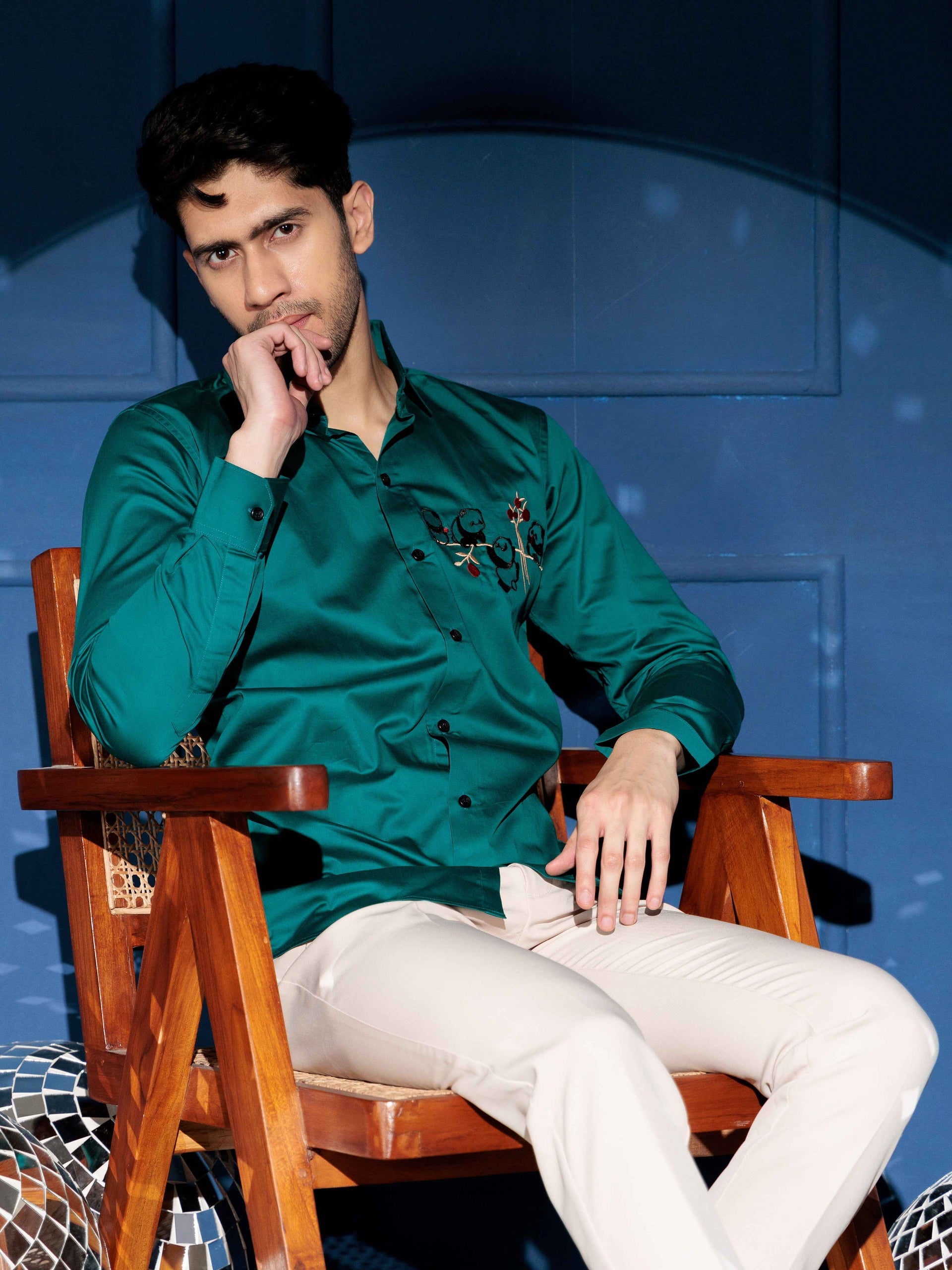 FOOMER RAMA EMBROIDERED LUXURY COTTON SHIRT FOR MEN