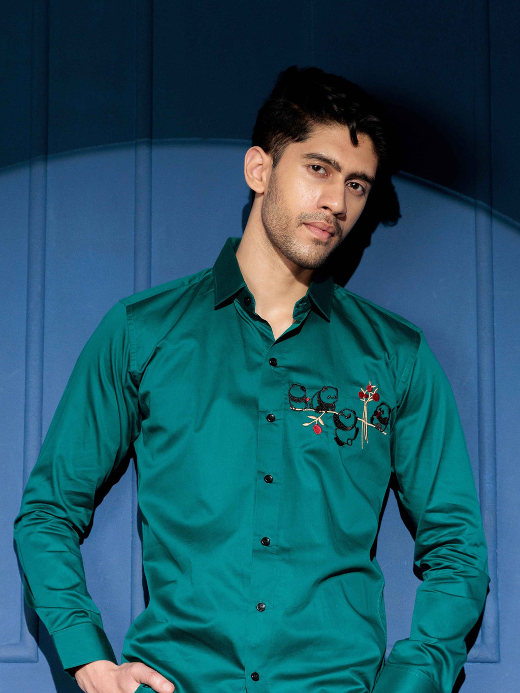 FOOMER RAMA EMBROIDERED LUXURY COTTON SHIRT FOR MEN