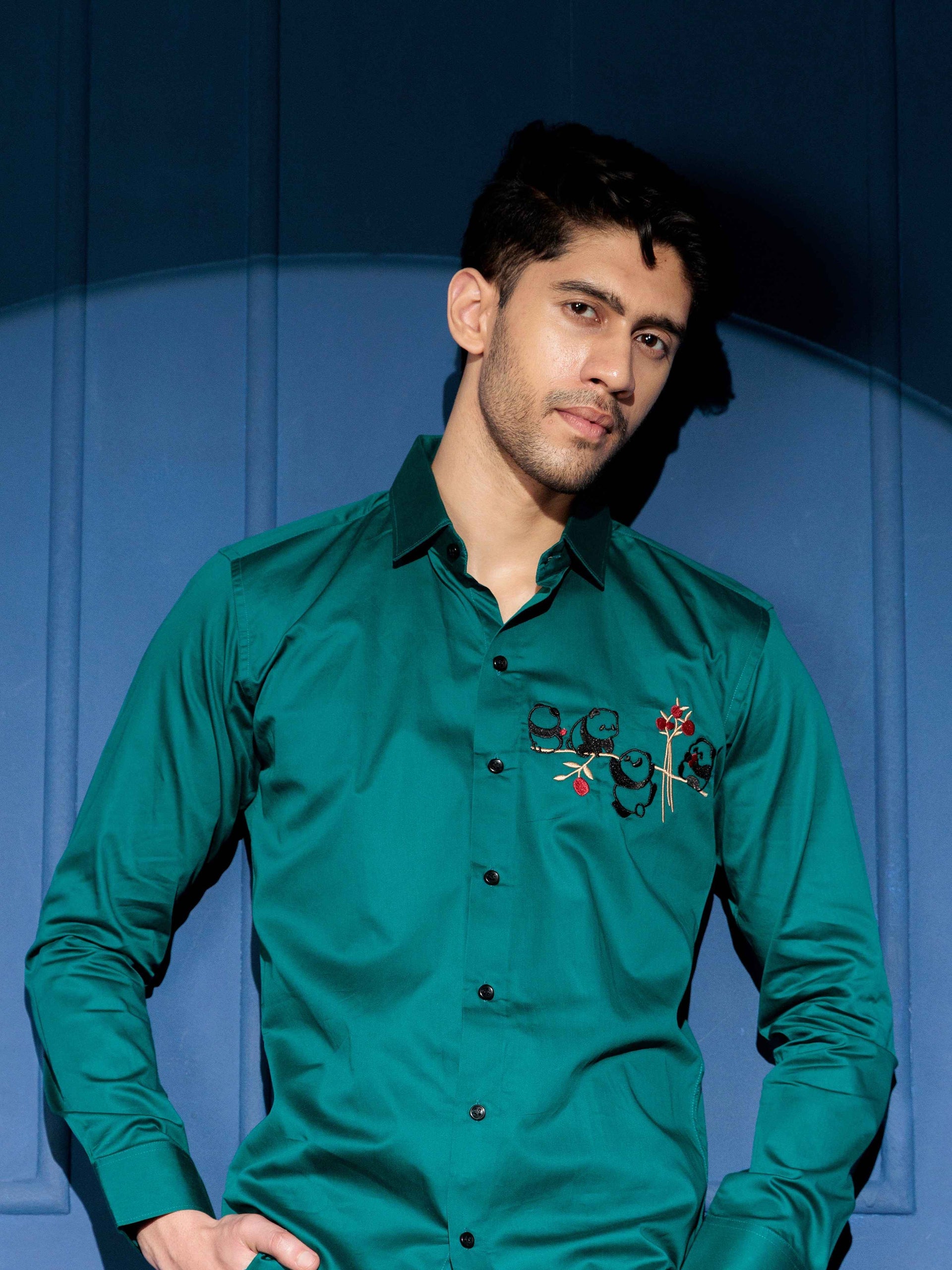 FOOMER RAMA EMBROIDERED LUXURY COTTON SHIRT FOR MEN
