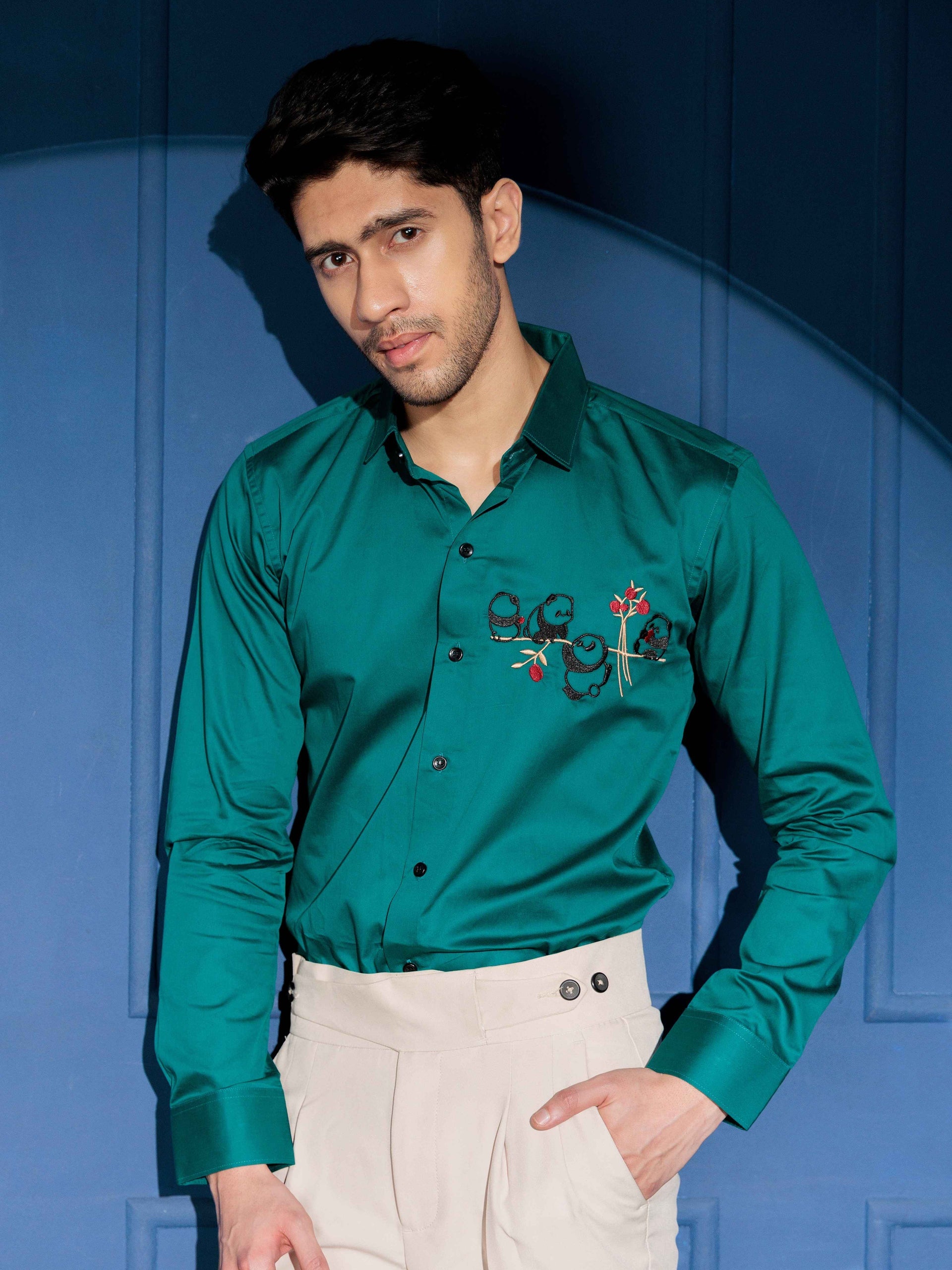 FOOMER RAMA EMBROIDERED LUXURY COTTON SHIRT FOR MEN